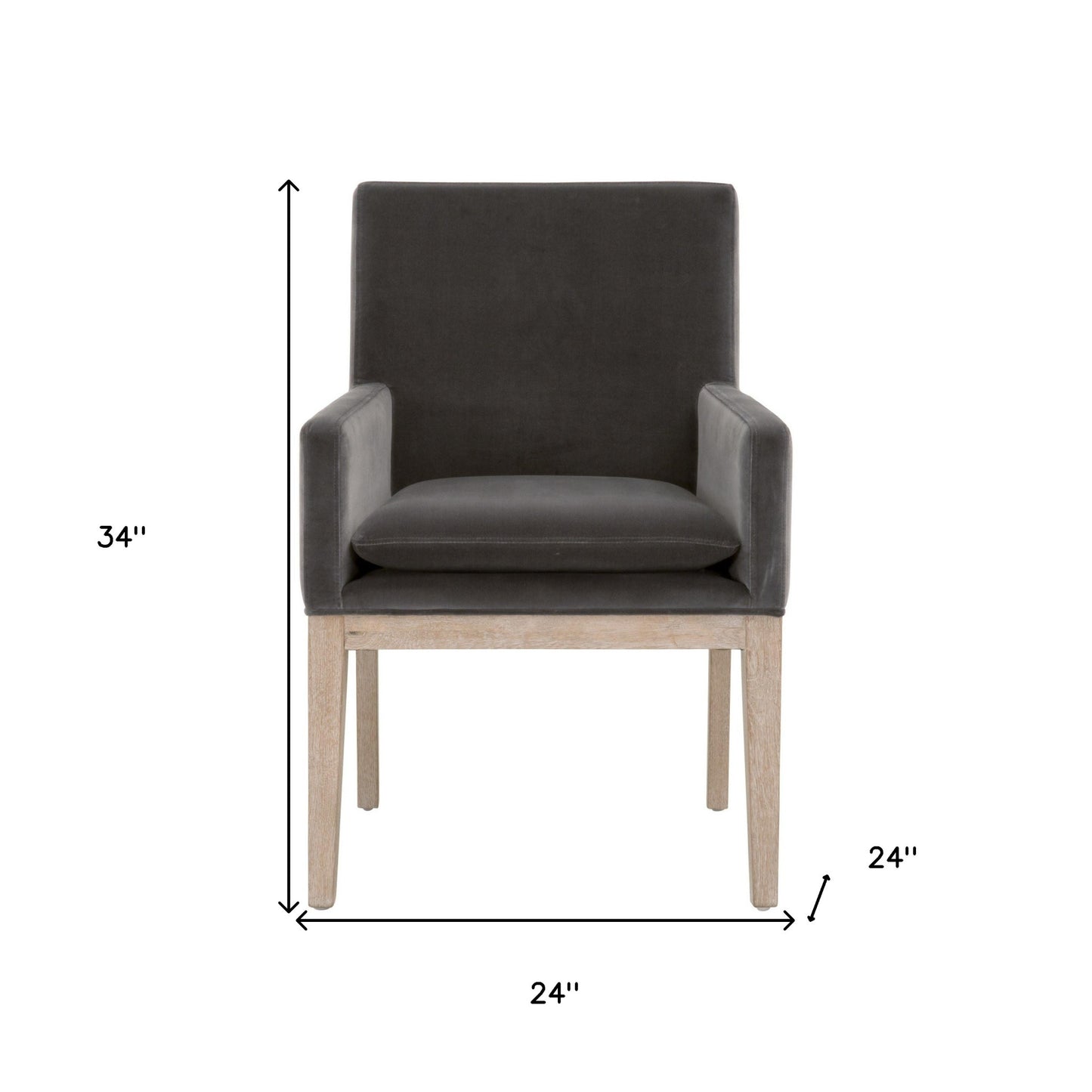 Gray And Brown Upholstered Velvet Arm chair