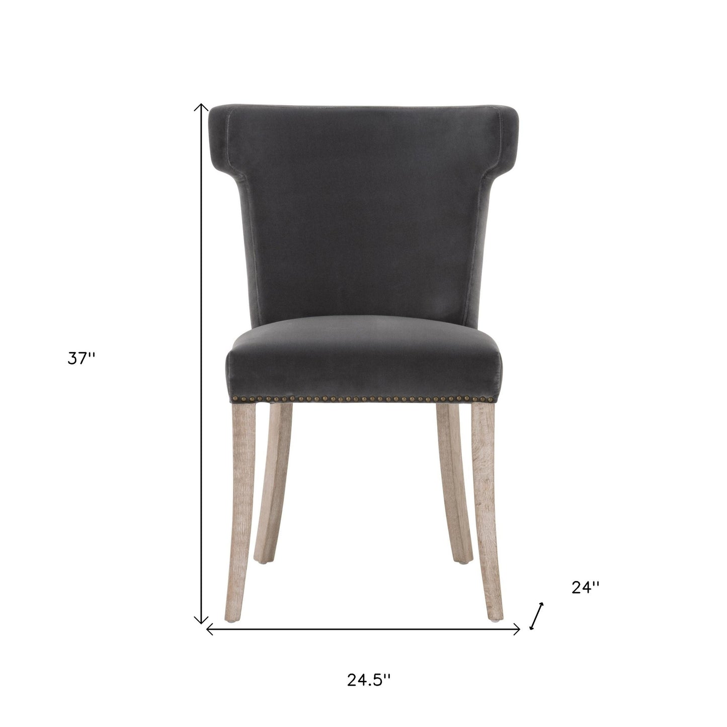 Gray And Brown Upholstered Velvet Side chair