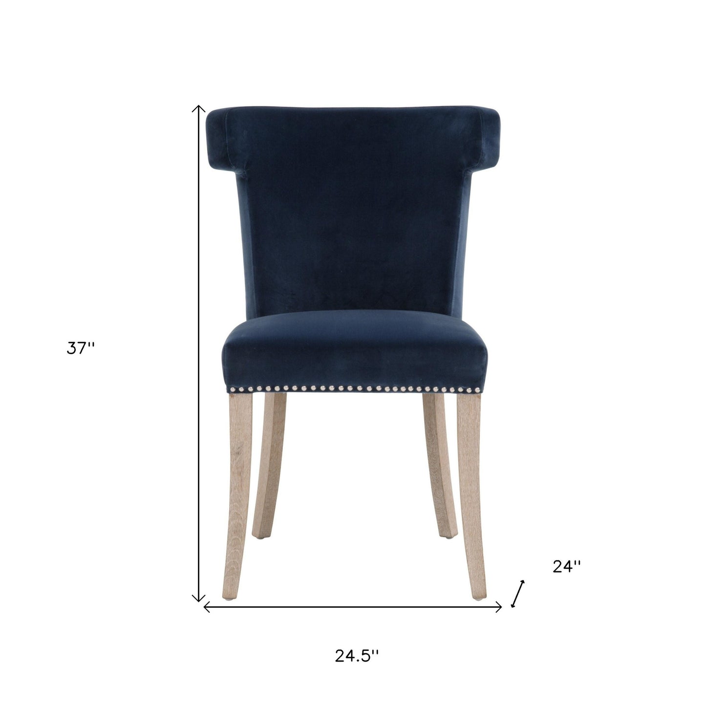 Denim Blue And Brown Upholstered Velvet Side chair