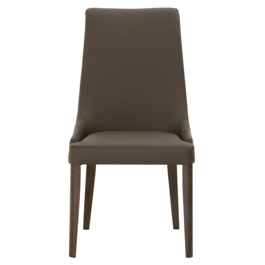 Set Of Two Umber Upholstered Faux leather Side Chairs