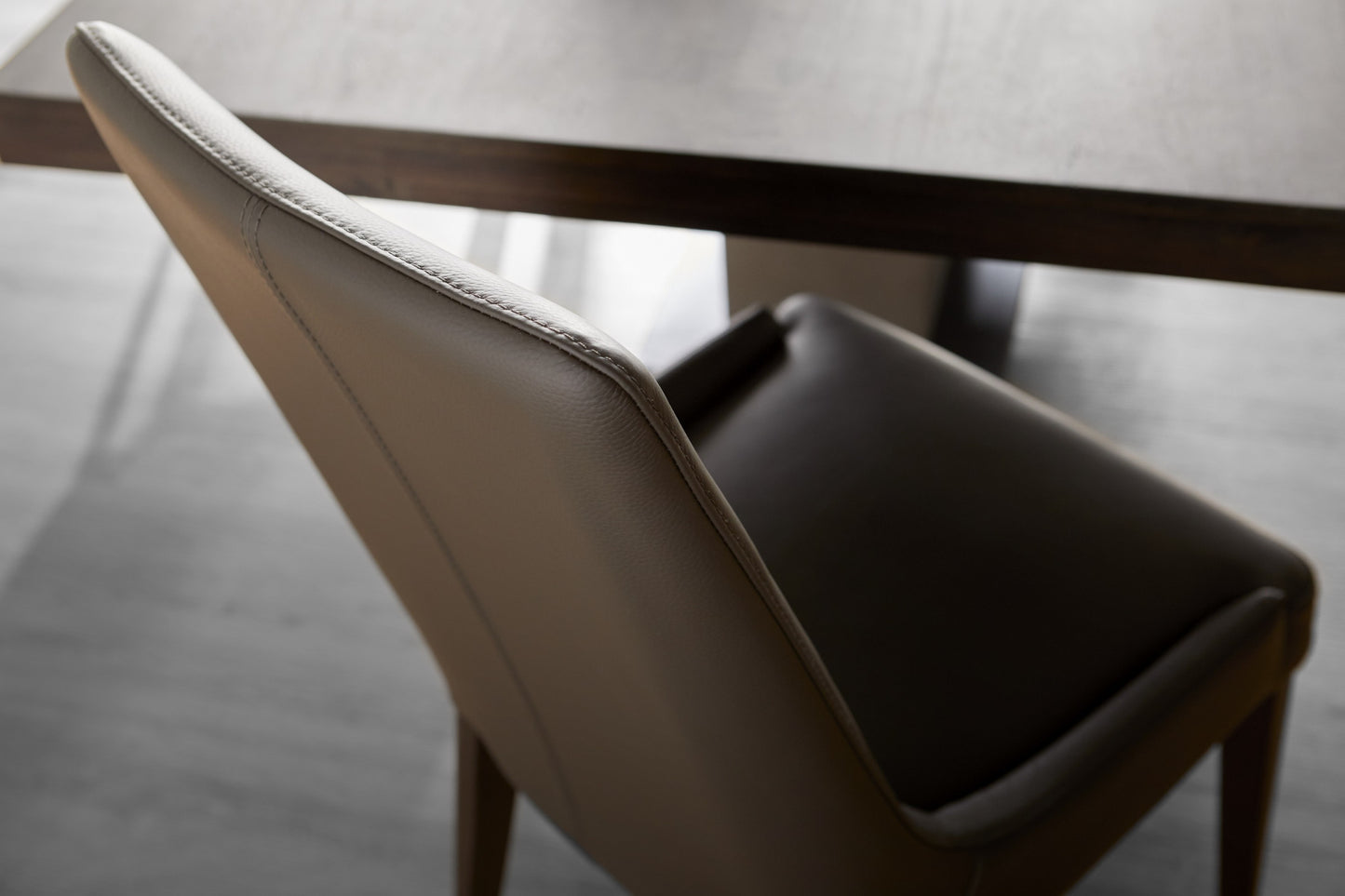 Set Of Two Umber Upholstered Faux leather Side Chairs