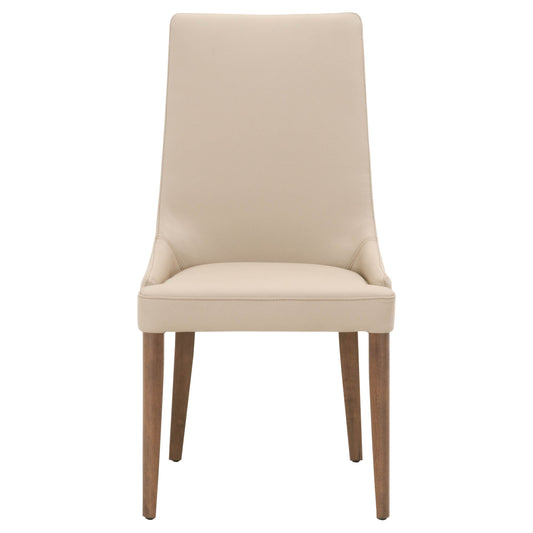 Set Of Two Off White And Brown Upholstered Faux leather Side Chairs