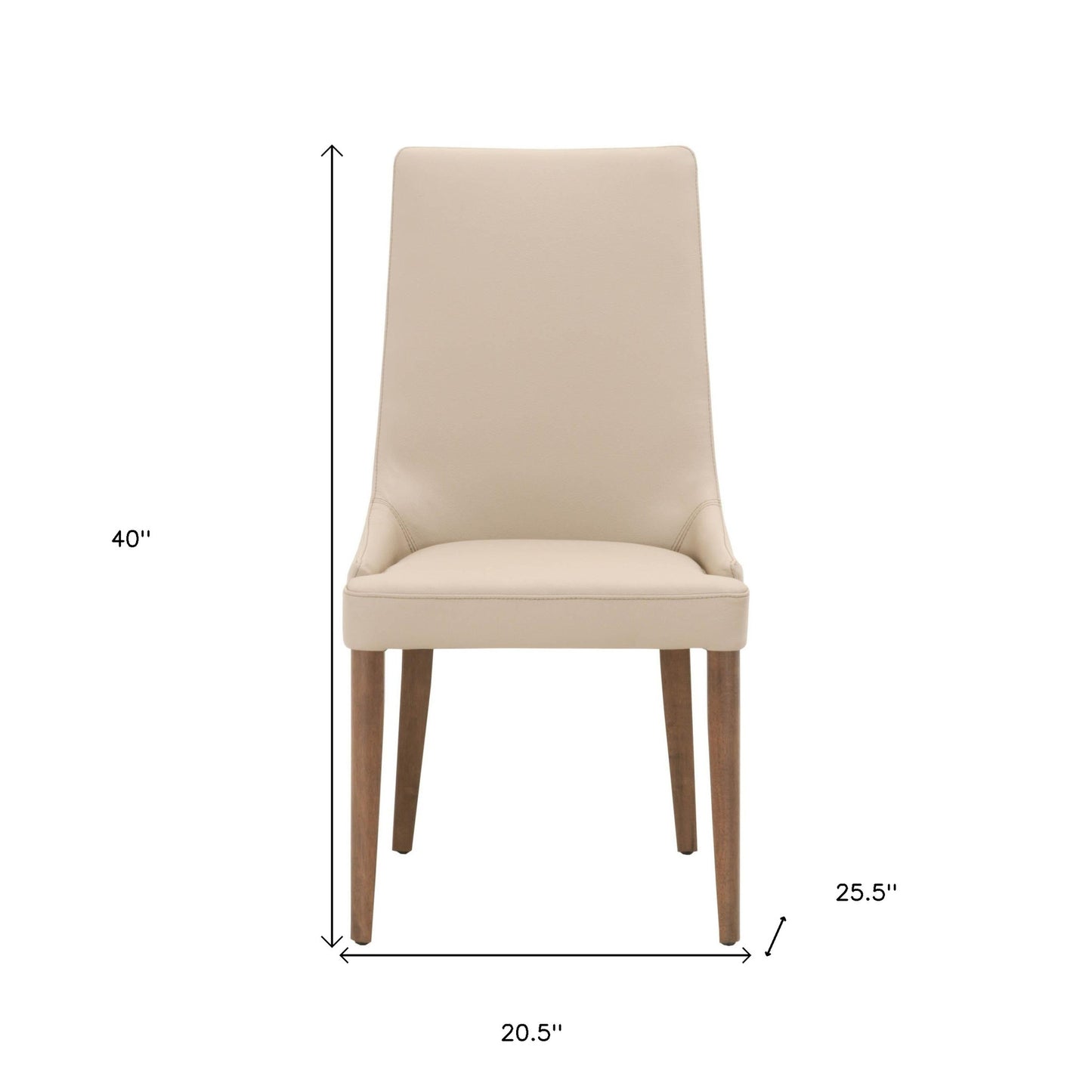 Set Of Two Off White And Brown Upholstered Faux leather Side Chairs