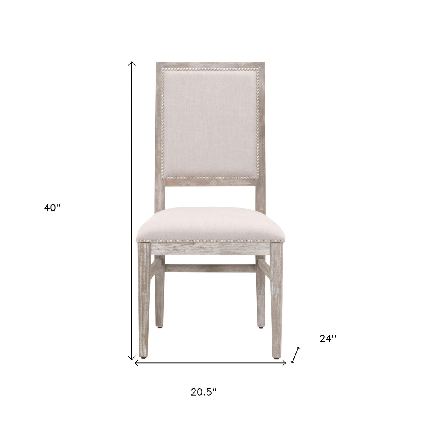 Set Of Two Light Gray Upholstered Linen Side Chairs