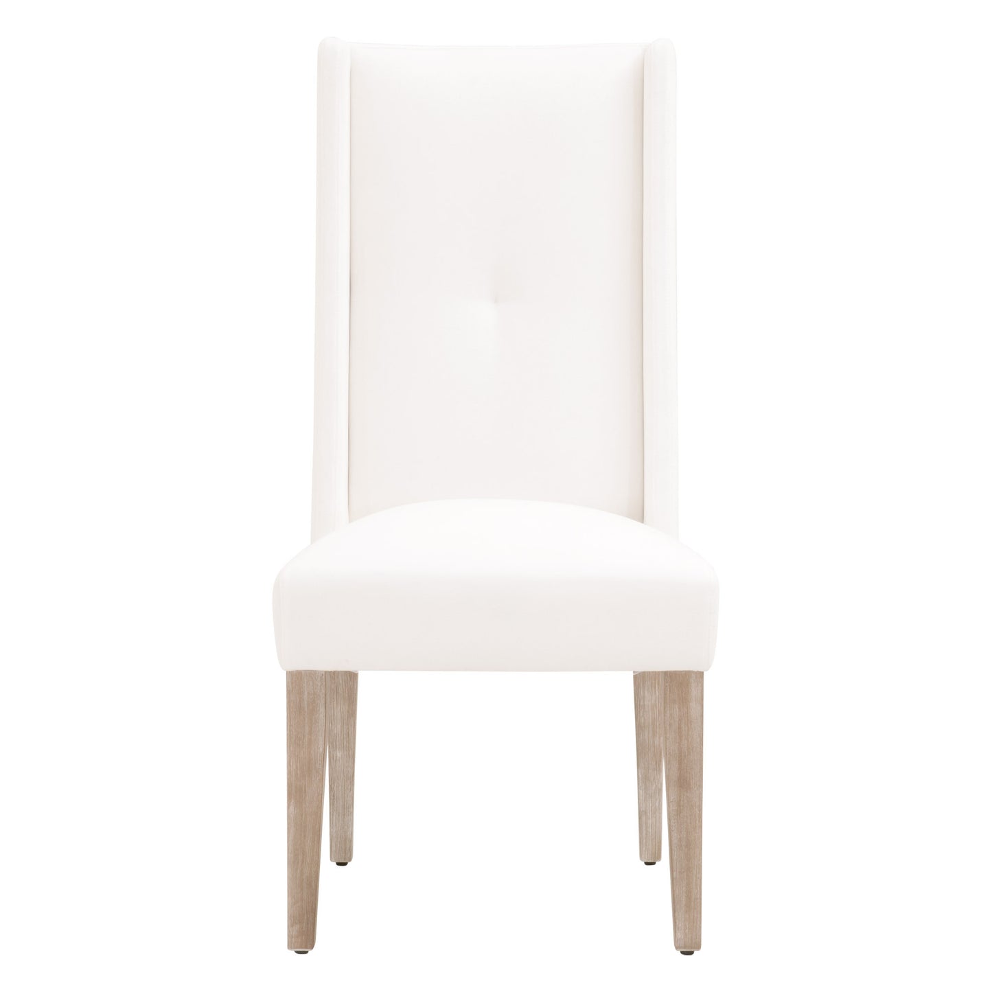 Set Of Two White And Brown Upholstered Polyester Side Chairs