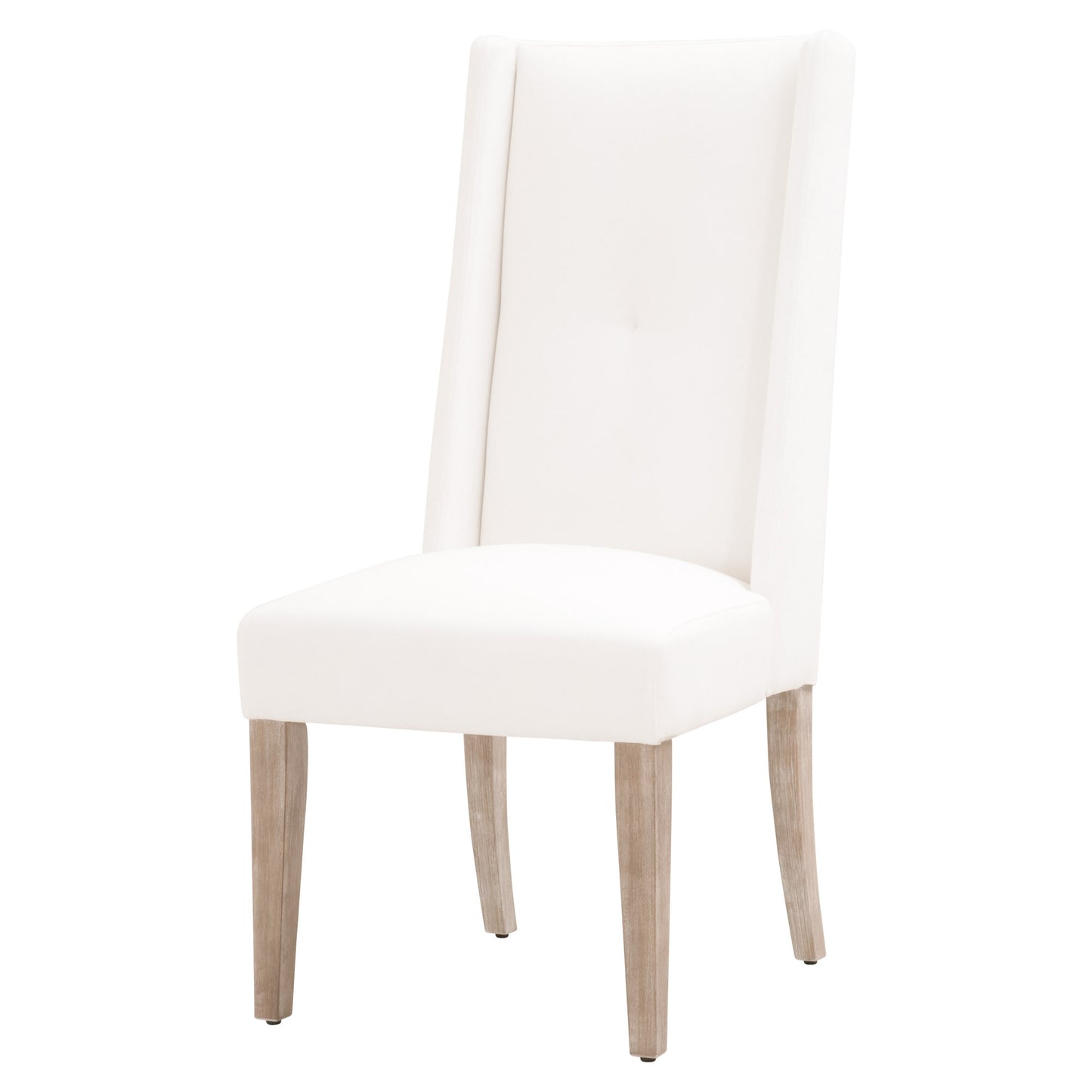 Set Of Two White And Brown Upholstered Polyester Side Chairs