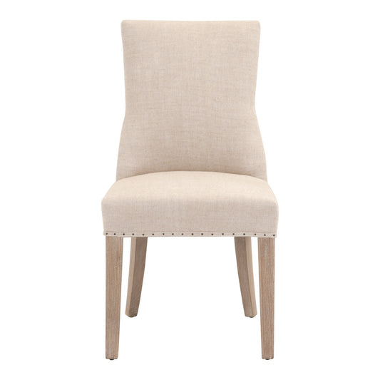 Set Of Two Bisque And Brown Upholstered Polyester Side Chairs