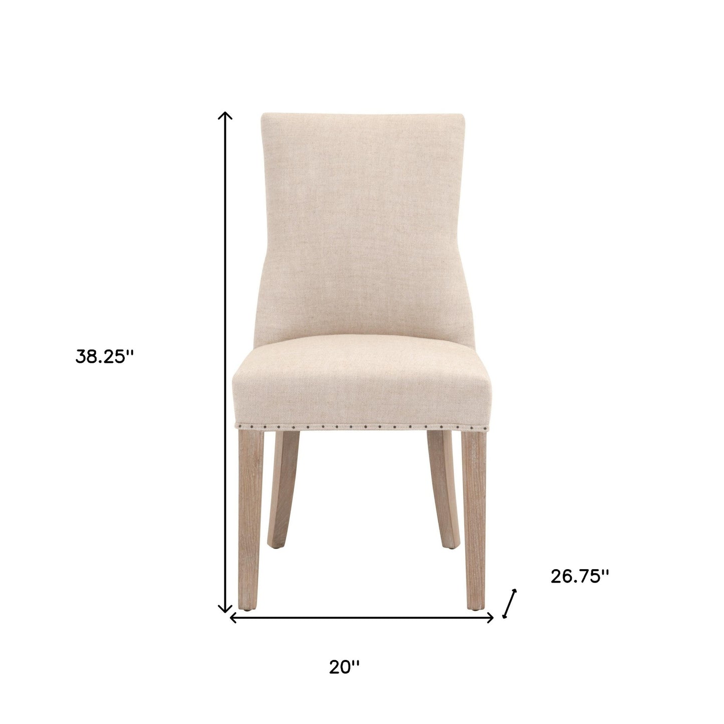 Set Of Two Bisque And Brown Upholstered Polyester Side Chairs