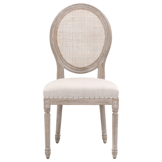 Set Of Two Bisque And Light Gray Upholstered Polyester King Louis Back Side Chairs