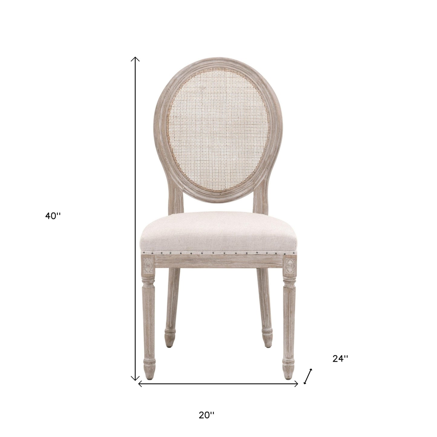 Set Of Two Bisque And Light Gray Upholstered Polyester King Louis Back Side Chairs