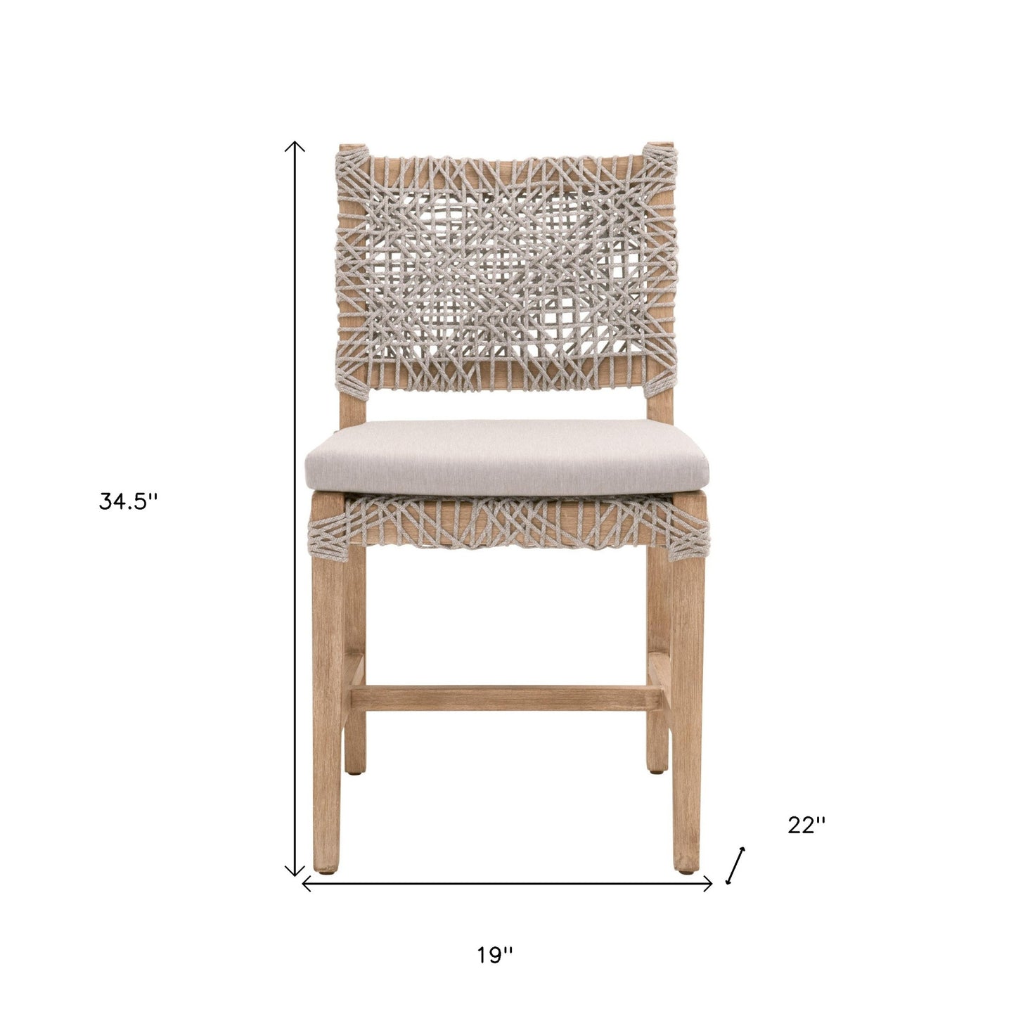 Set Of Two Light Gray And Brown Upholstered Fabric Side Chairs