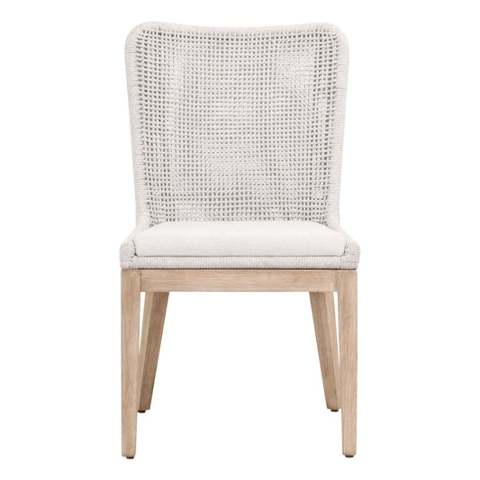 Set Of Two White And Brown Upholstered Fabric Side Chairs