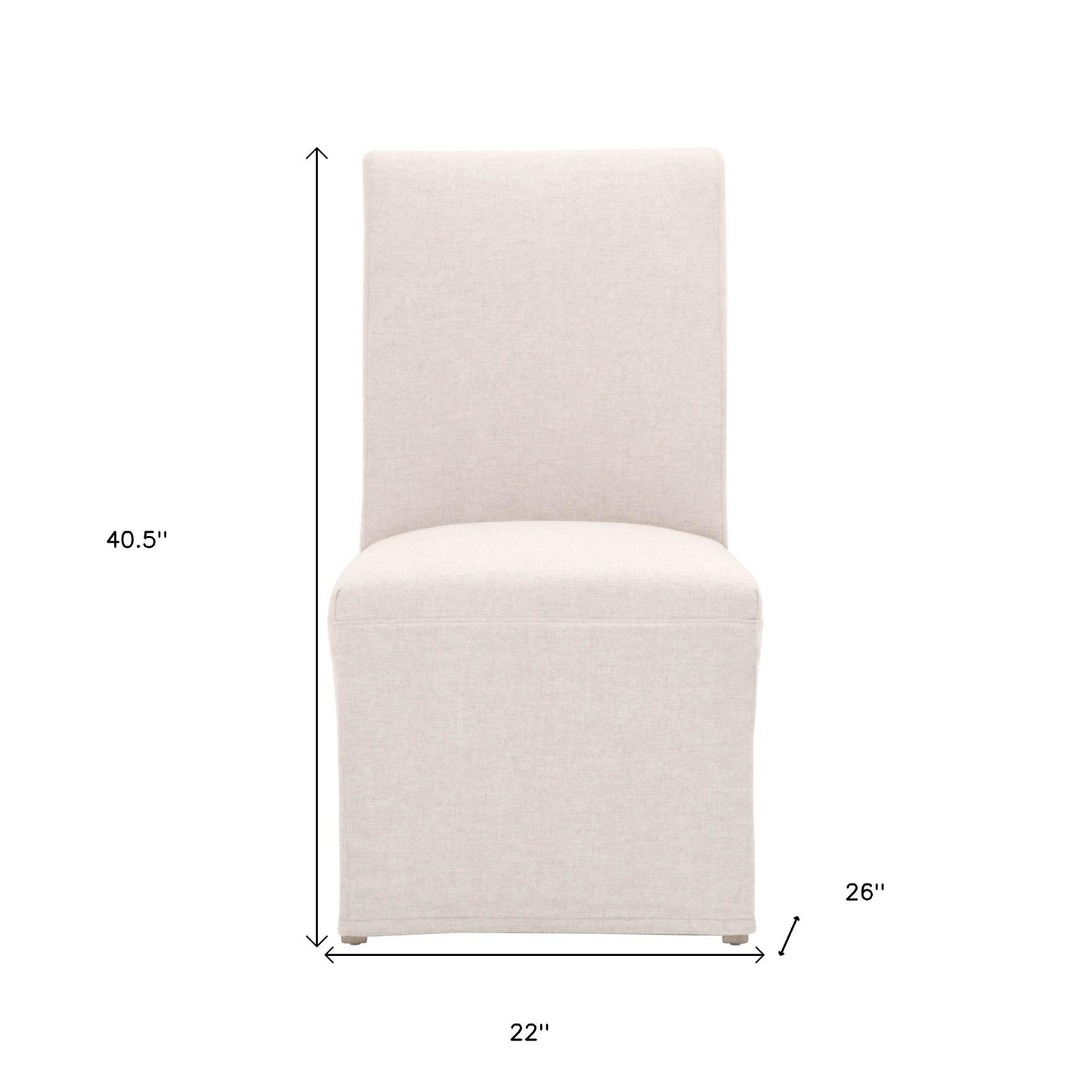 Set Of Two White And Brown Slipcovered Upholstered Linen Parsons Chairs