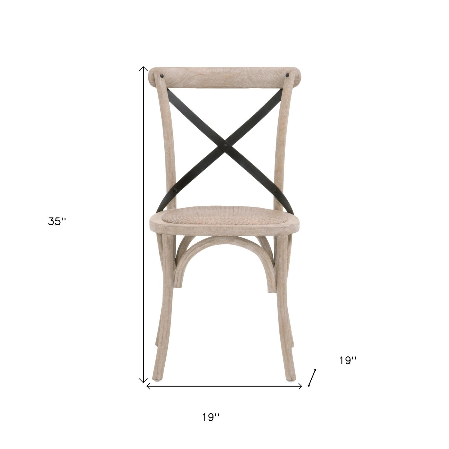 Set Of Two Tan And Brown Upholstered Cross Back Side Chairs