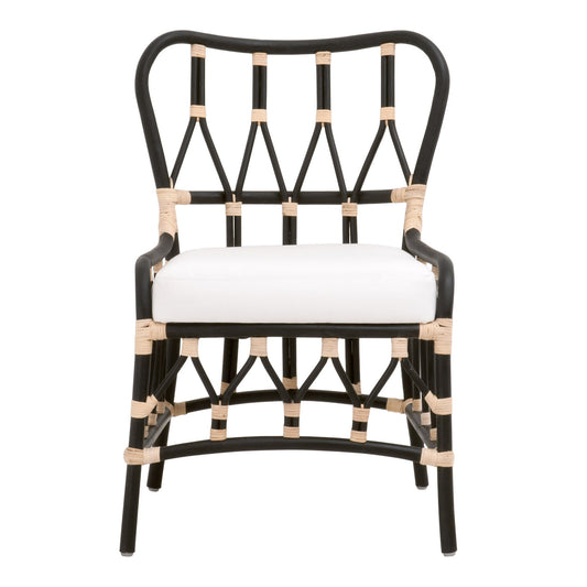 Set Of Two White And Black Upholstered Polyester Bentwood Back Side Chairs