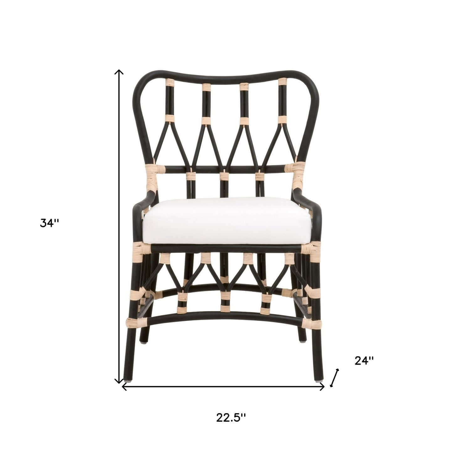 Set Of Two White And Black Upholstered Polyester Bentwood Back Side Chairs