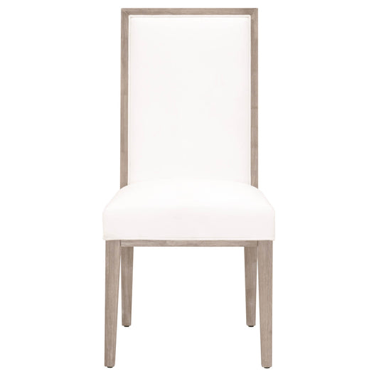 Set Of Two White And Brown Upholstered Polyester Side Chairs