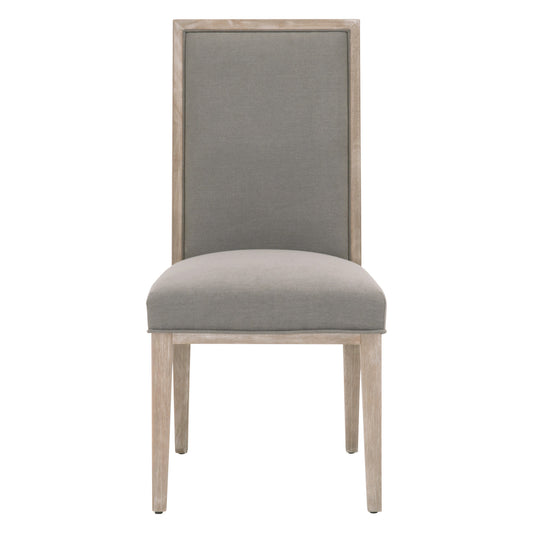 Set Of Two Gray And Brown Upholstered Polyester Side Chairs