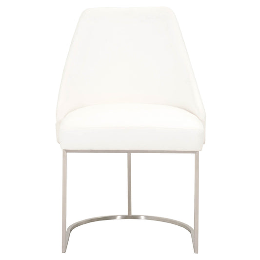 Set Of Two White And Silver Upholstered Polyester Side Chairs