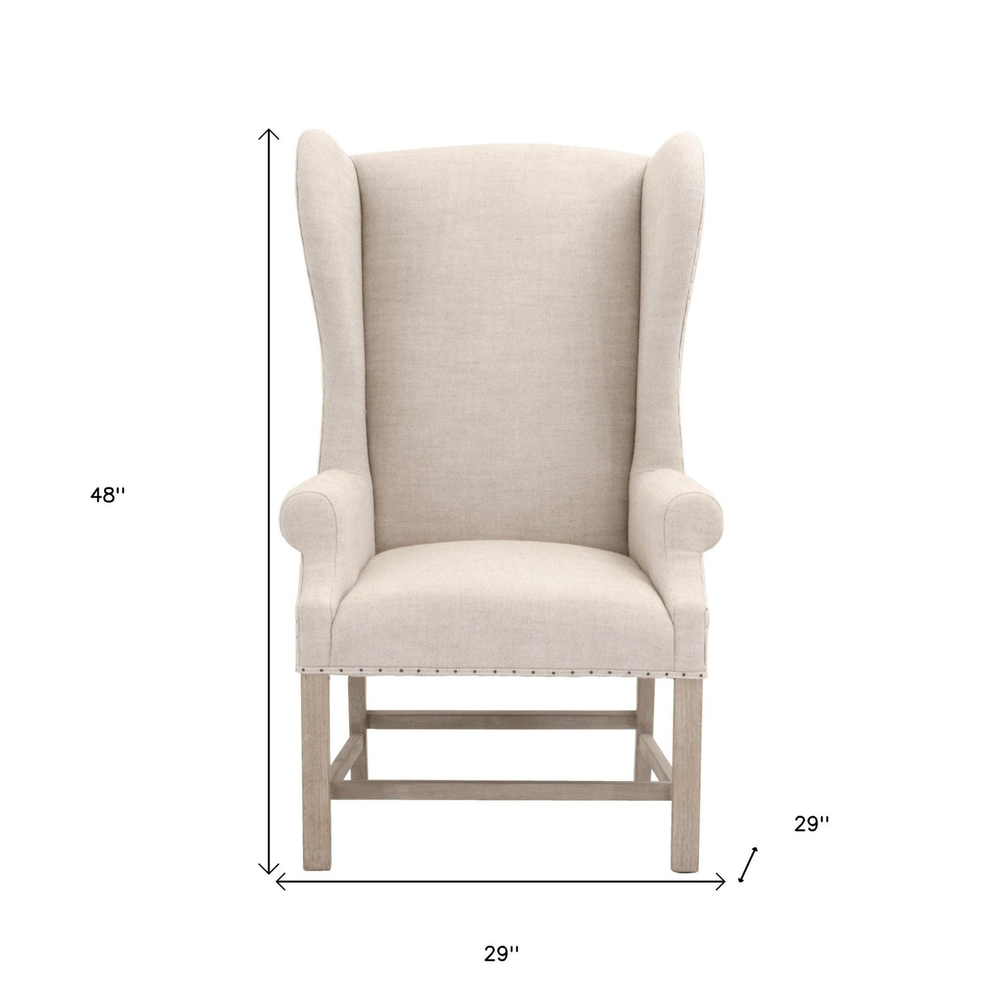 Bisque And Brown Upholstered Polyester Wing Back Arm chair