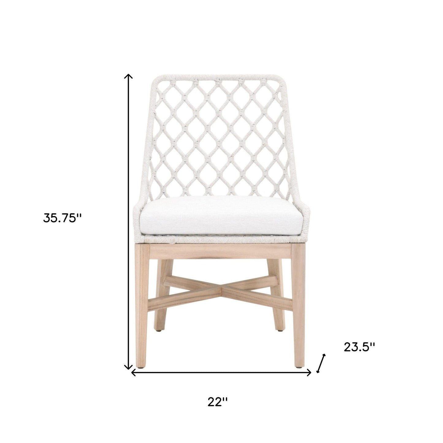 24" White And Natural Solid Wood Dining Chair With White Cushion