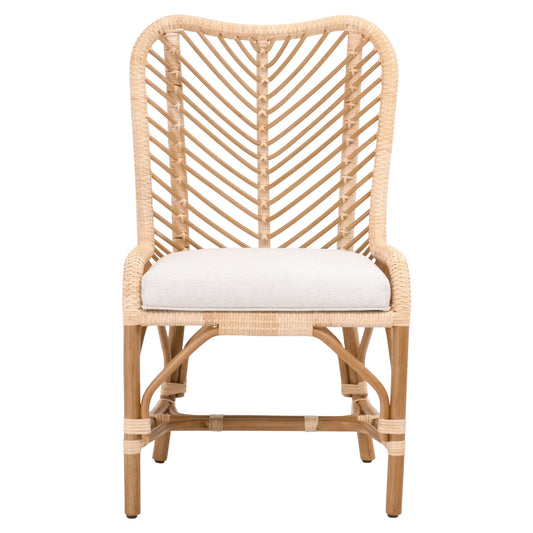 Set Of Two White And Brown Upholstered Fabric Bentwood Back Side Chairs