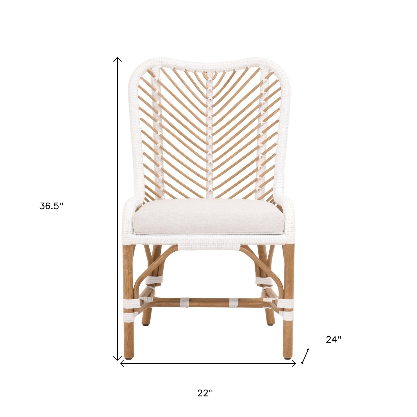 Set Of Two White And Brown Upholstered Fabric Bentwood Back Side Chairs