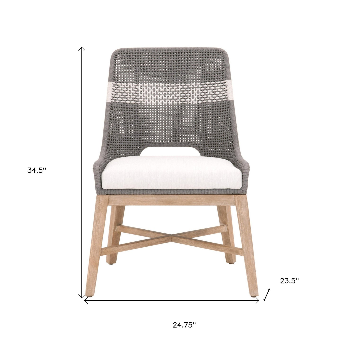 Set Of Two White And Brown Upholstered Fabric Side Chairs