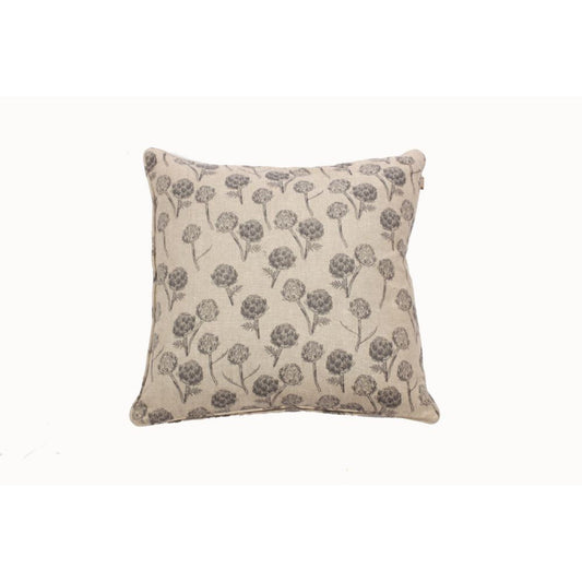 Set Of Two 18" x18" Beige and Charcoal 100% Cotton Artichoke Pillows