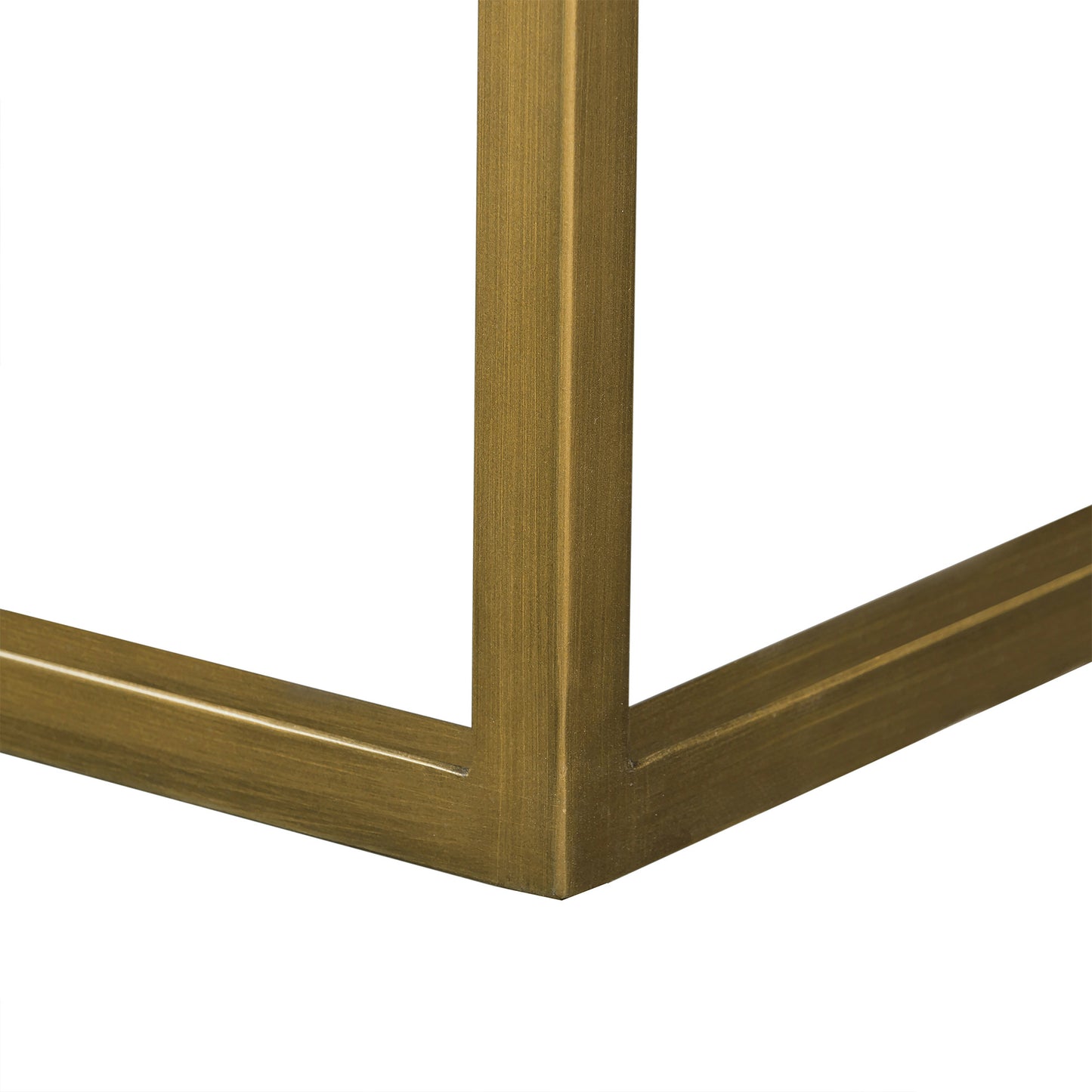 46" Brown And Brass Concrete And Brass Coffee Table With Shelf