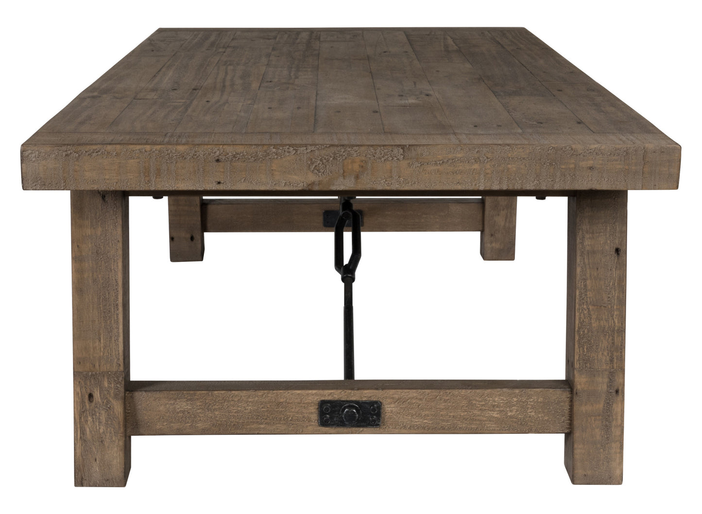 55" Brown Solid Wood Distressed Coffee Table