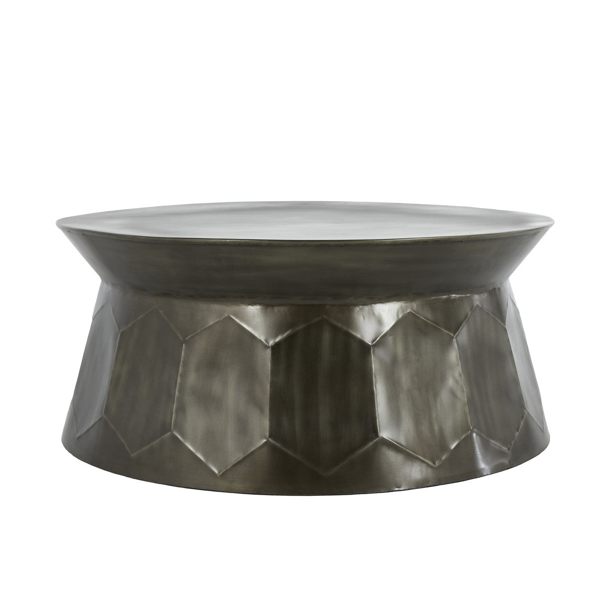 36" Silver Iron Free Form Distressed Coffee Table