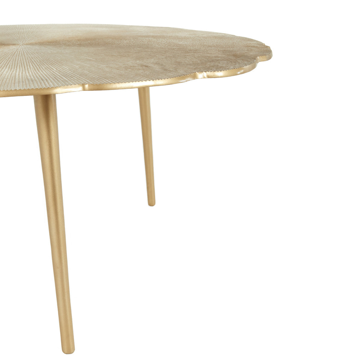 40" Gold Aluminum Round Distressed Coffee Table