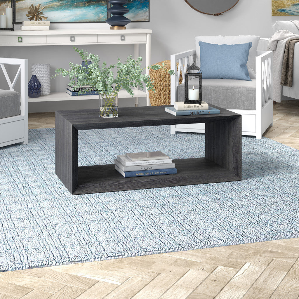 48" Gray Coffee Table With Shelf