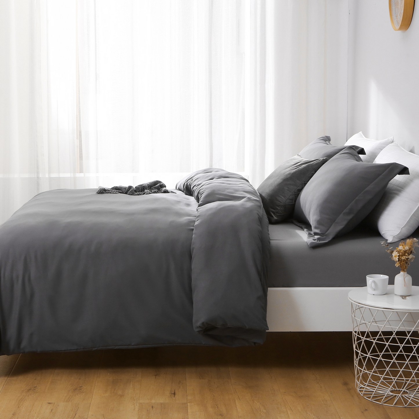 Dark Slate Gray Queen Microfiber 1400 Thread Count Washable Duvet Cover Set