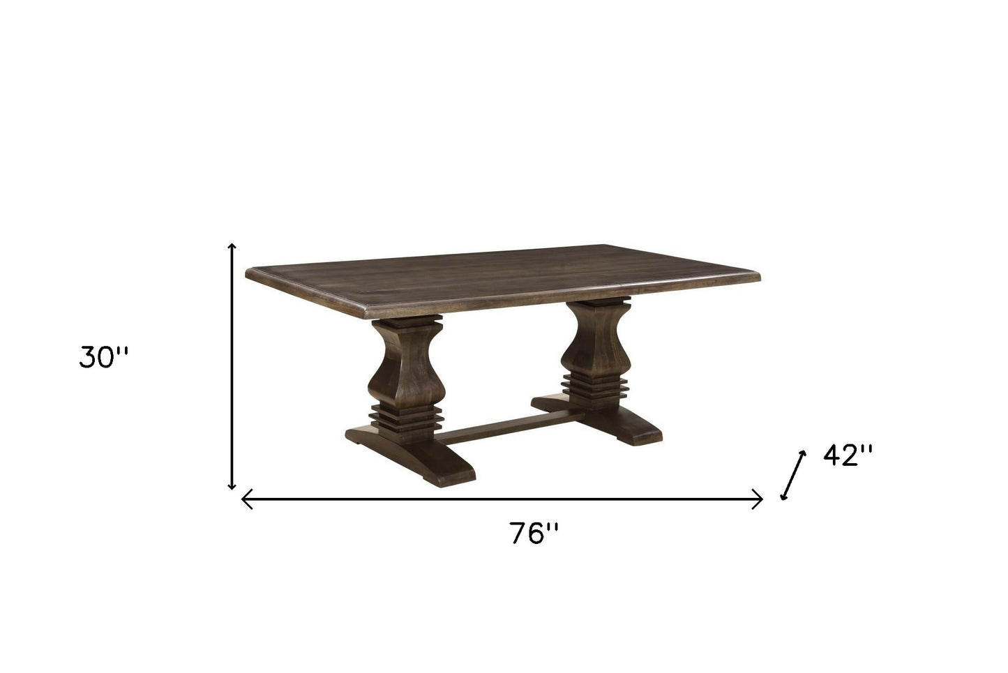 76" Dark Brown Solid Wood Dining Table