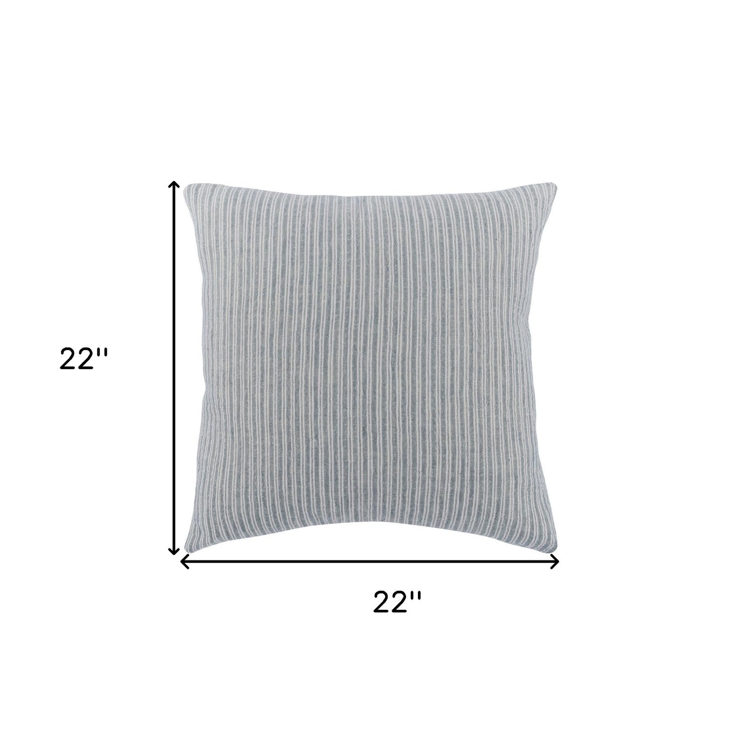 22" X 22" Blue Linen Striped Zippered Pillow