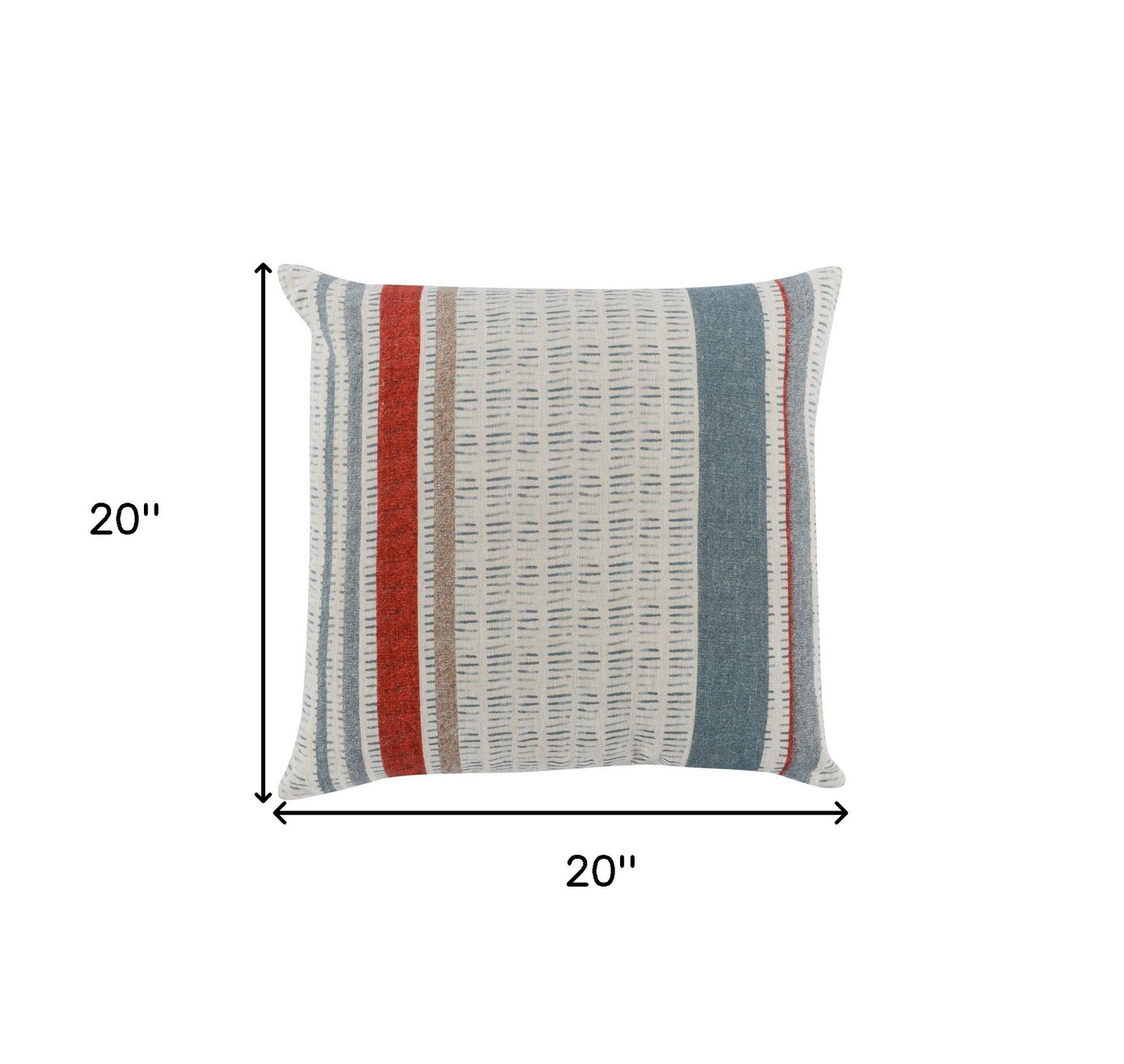 20" X 20" Blue Linen Striped Zippered Pillow