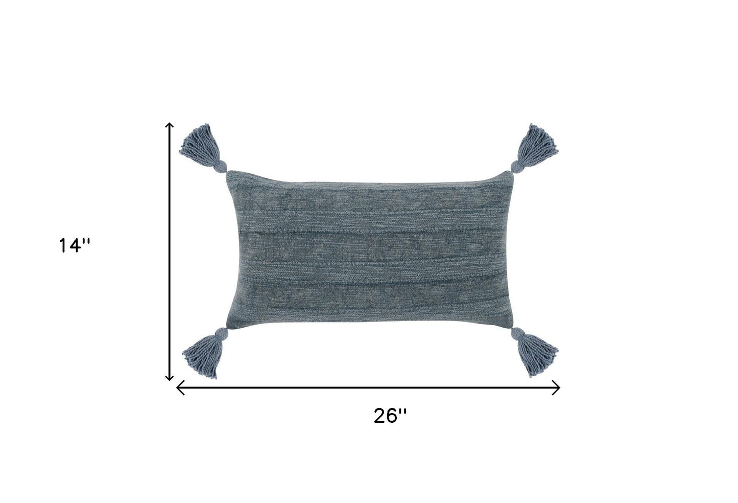 14" X 26" Blue Linen Zippered Pillow