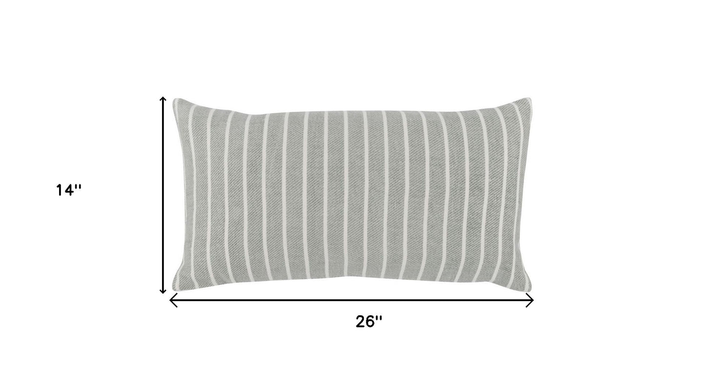 14" X 26" Gray Linen Zippered Pillow
