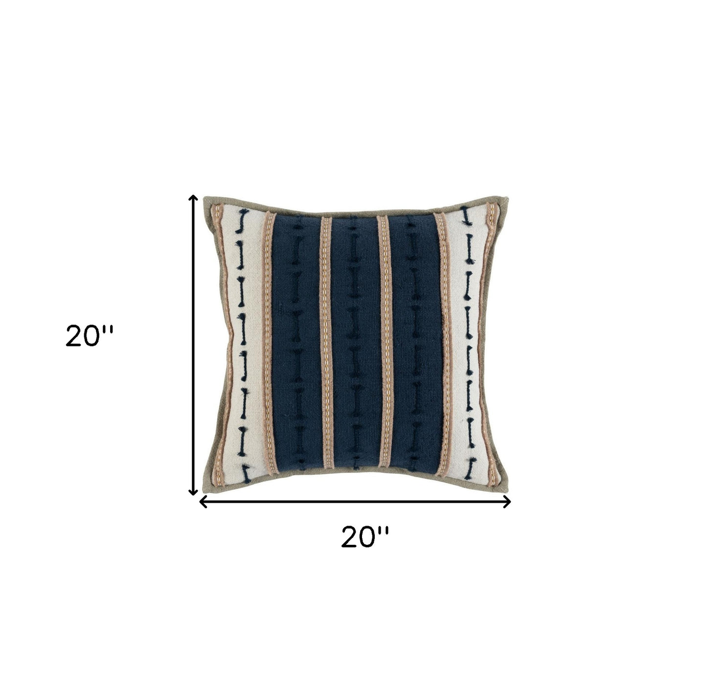 20" X 20" Blue Linen Patterned Zippered Pillow