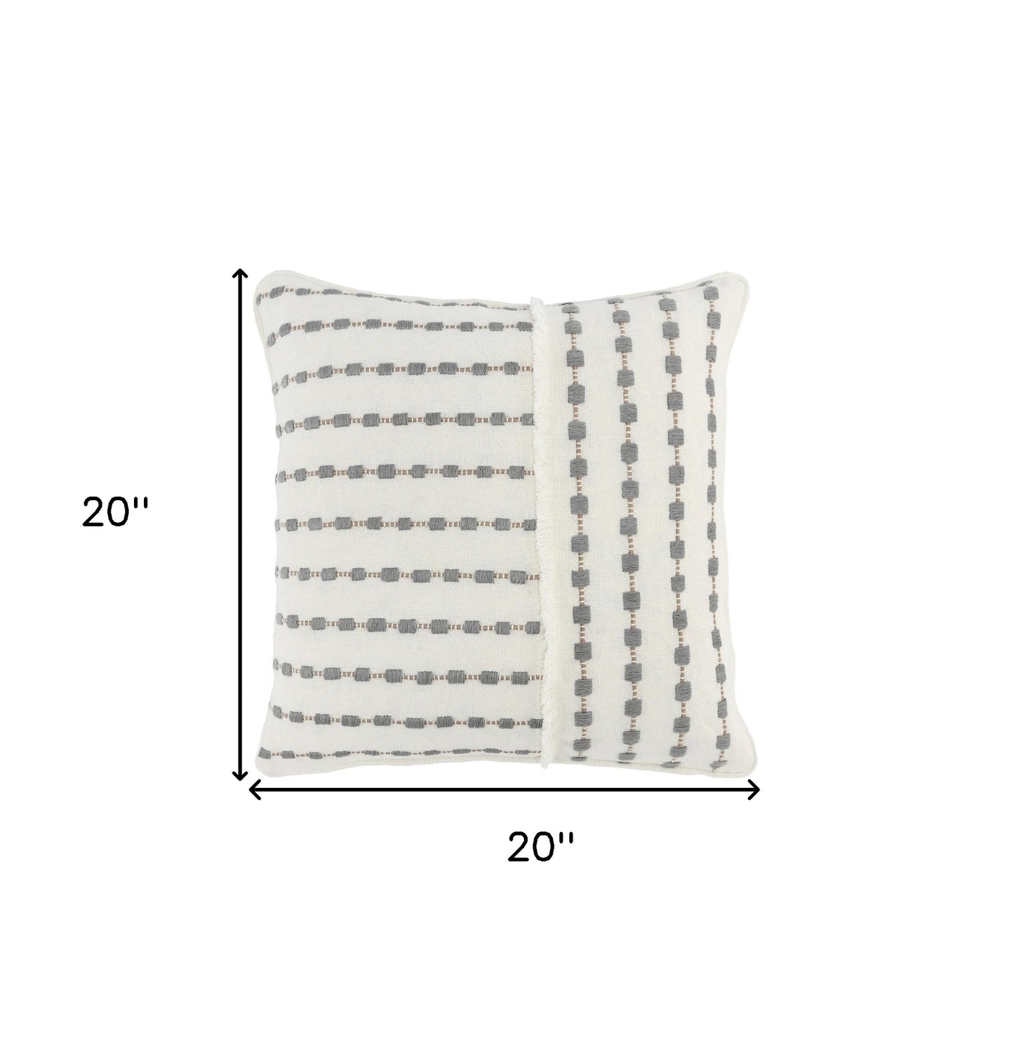 20" X 20" Gray Linen Geometric Zippered Pillow