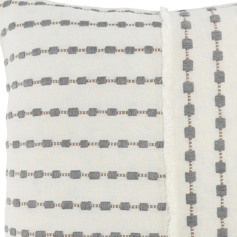 20" X 20" Gray Linen Geometric Zippered Pillow