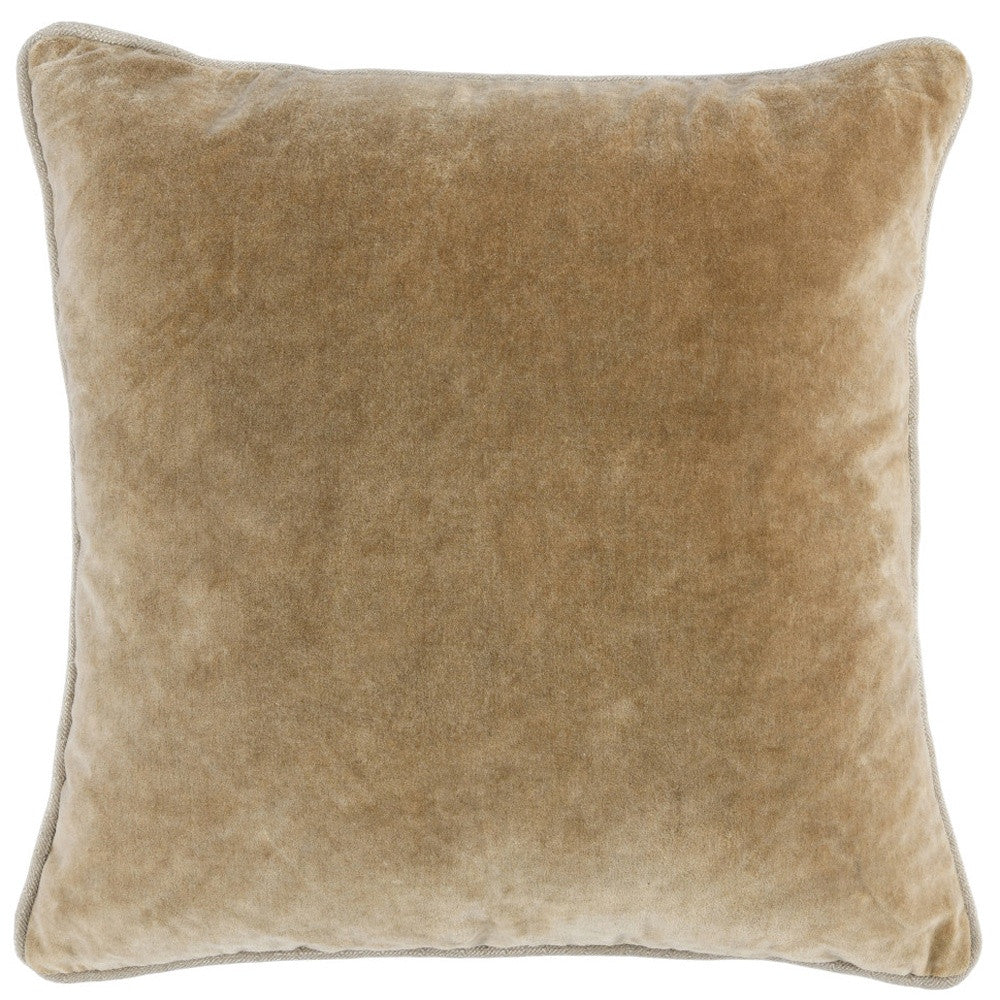 18" X 18" Brown 100% Cotton Zippered Pillow