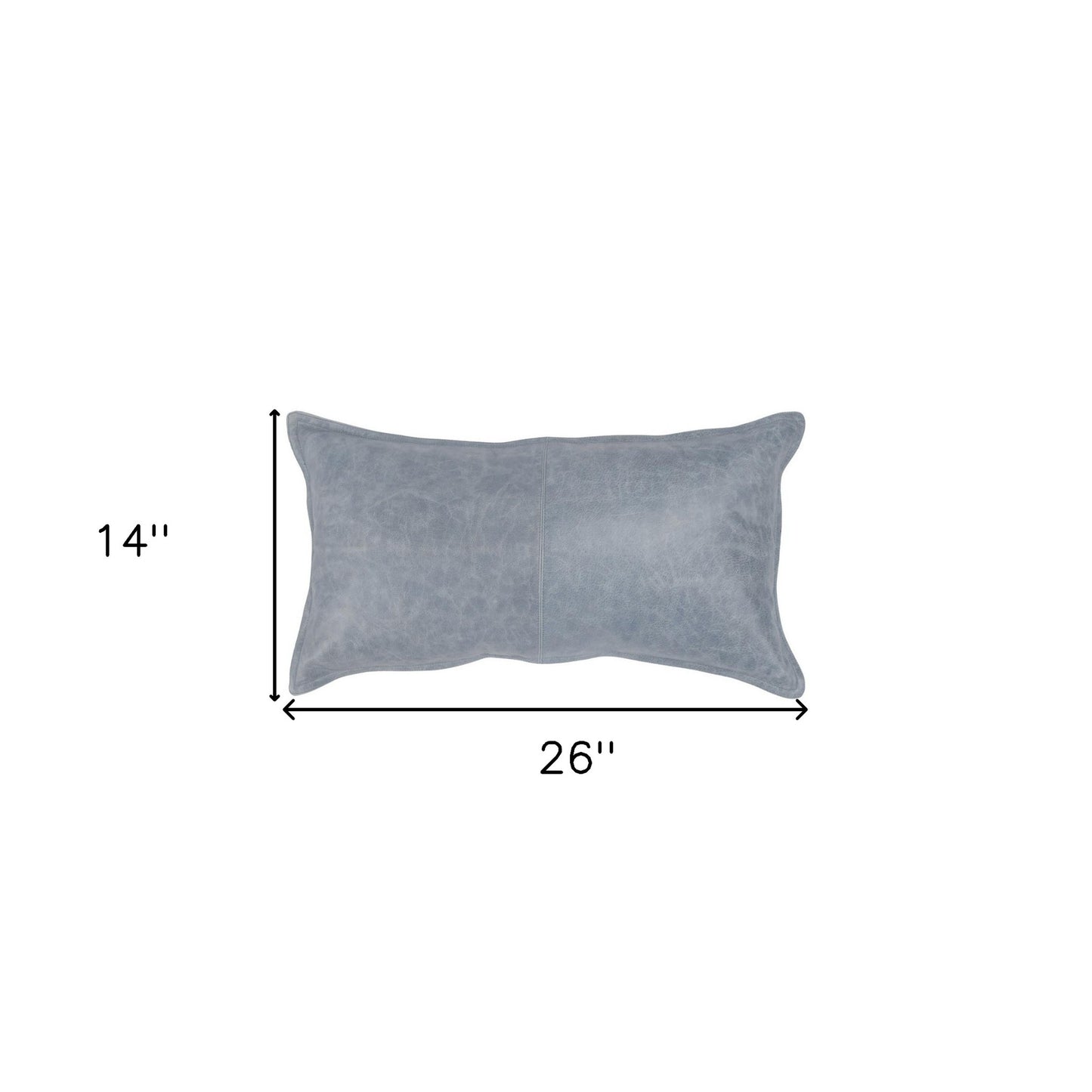 14" X 26" Blue Leather Zippered Pillow