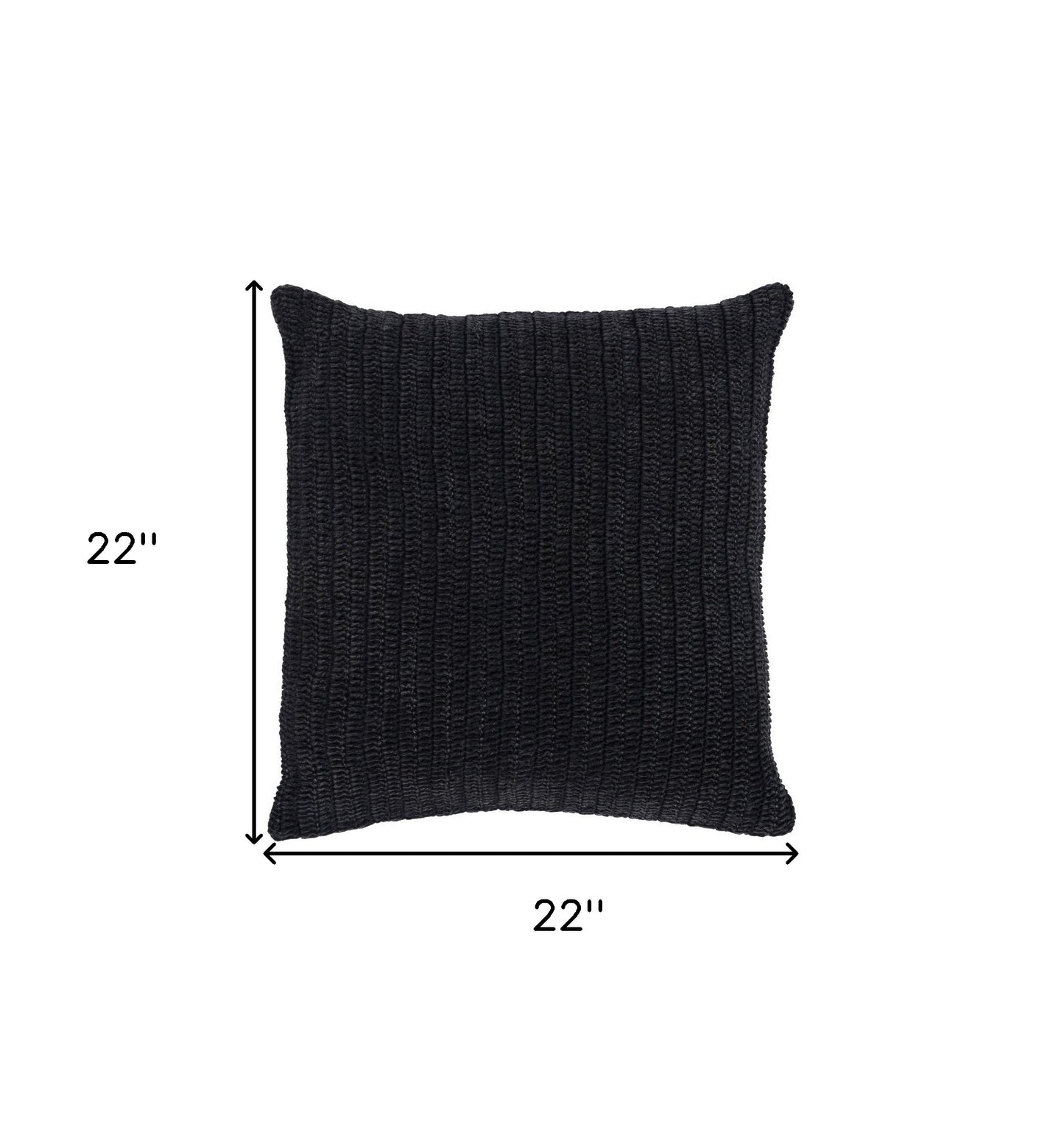 22" X 22" Black Linen Zippered Pillow