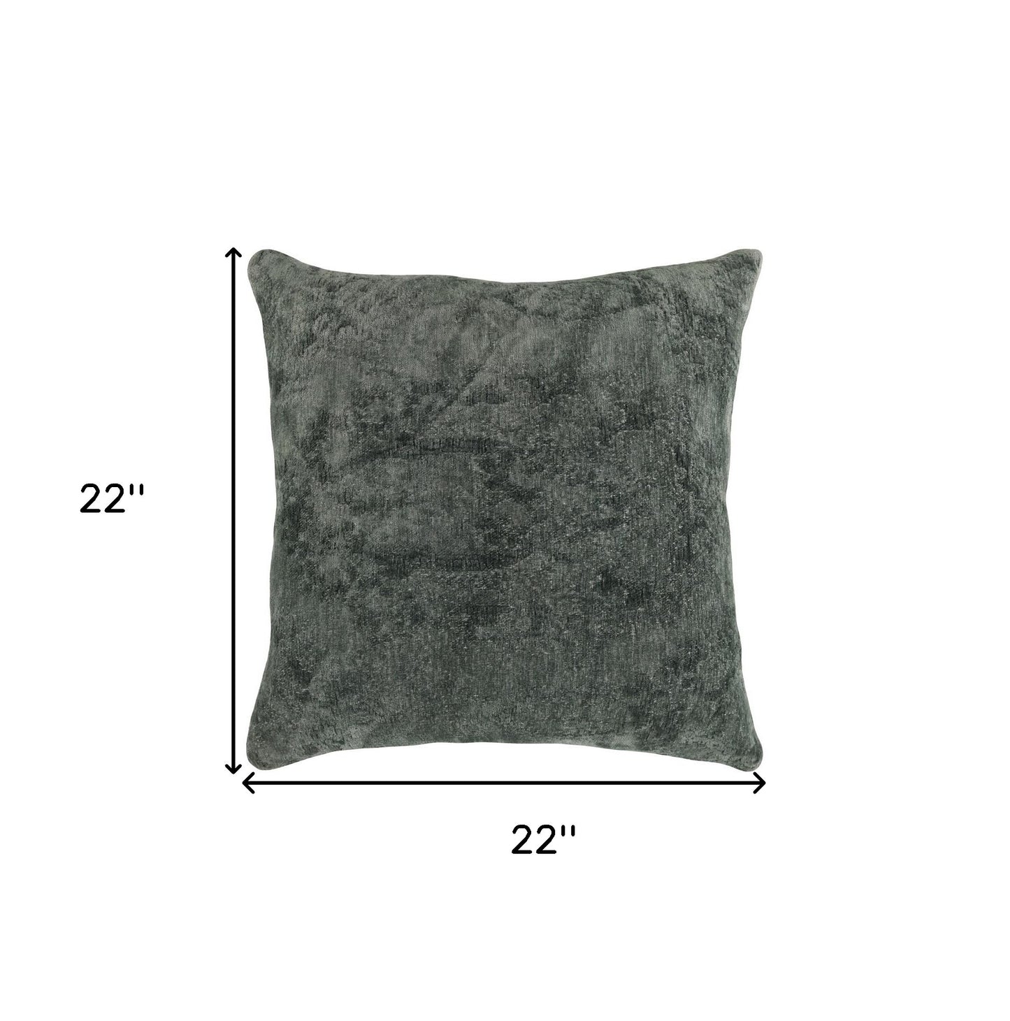 22" X 22" Green Chenille Zippered Pillow
