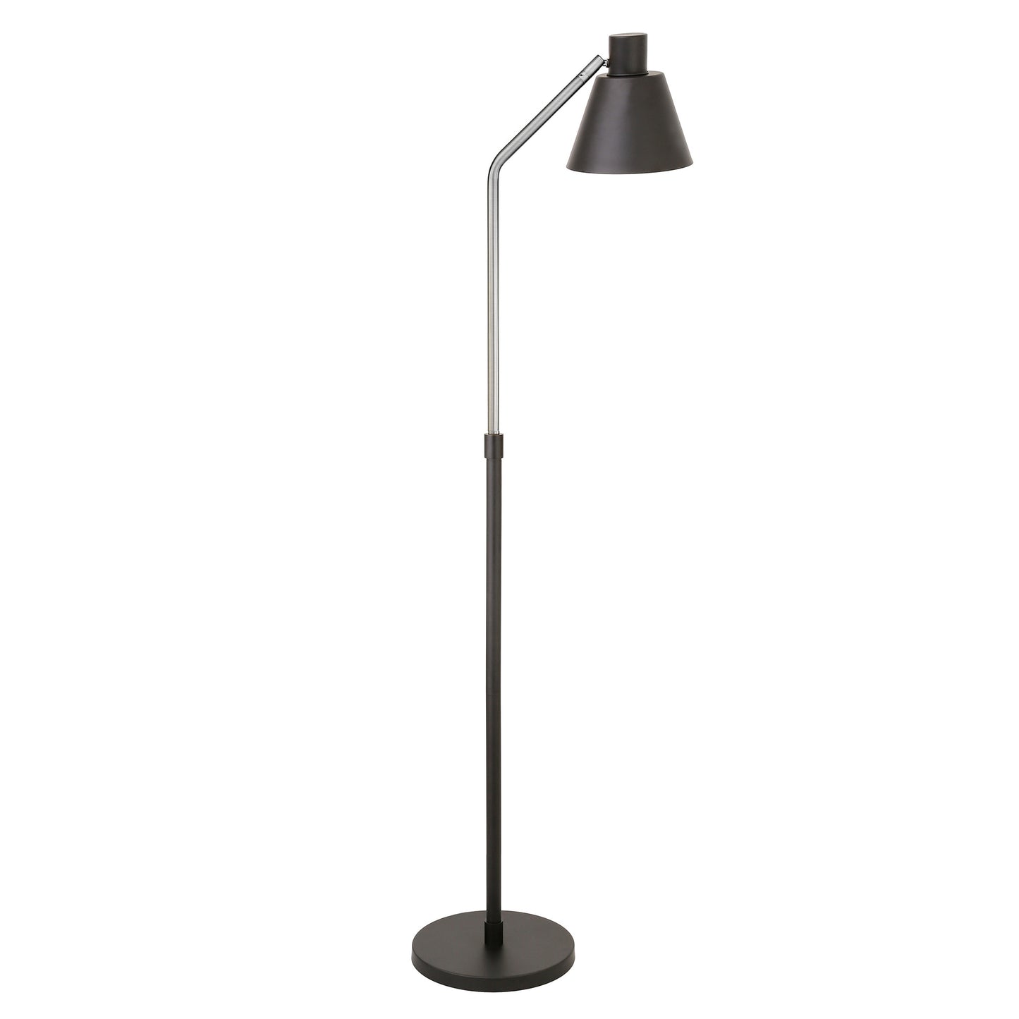 63" Black Reading Floor Lamp With Black Cone Shade