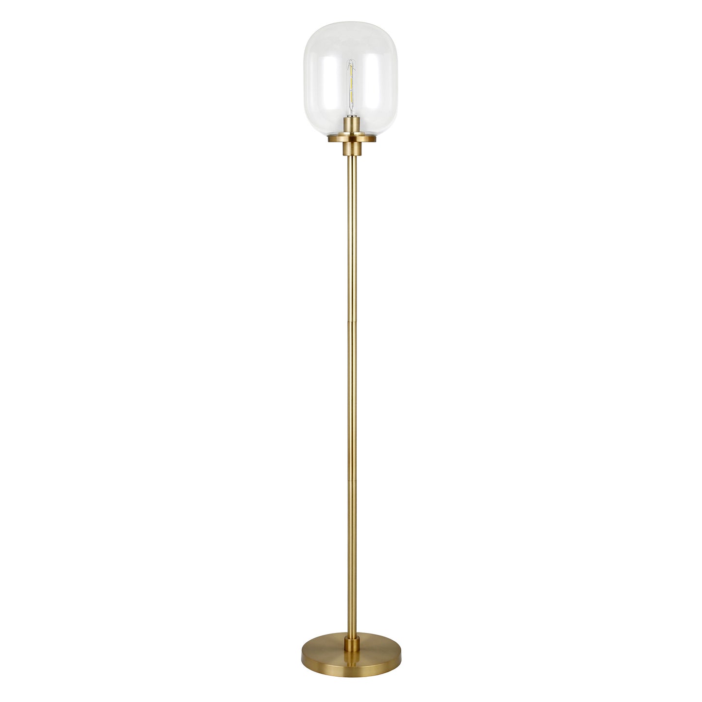 69" Brass Novelty Floor Lamp With Clear Seeded Glass Globe Shade
