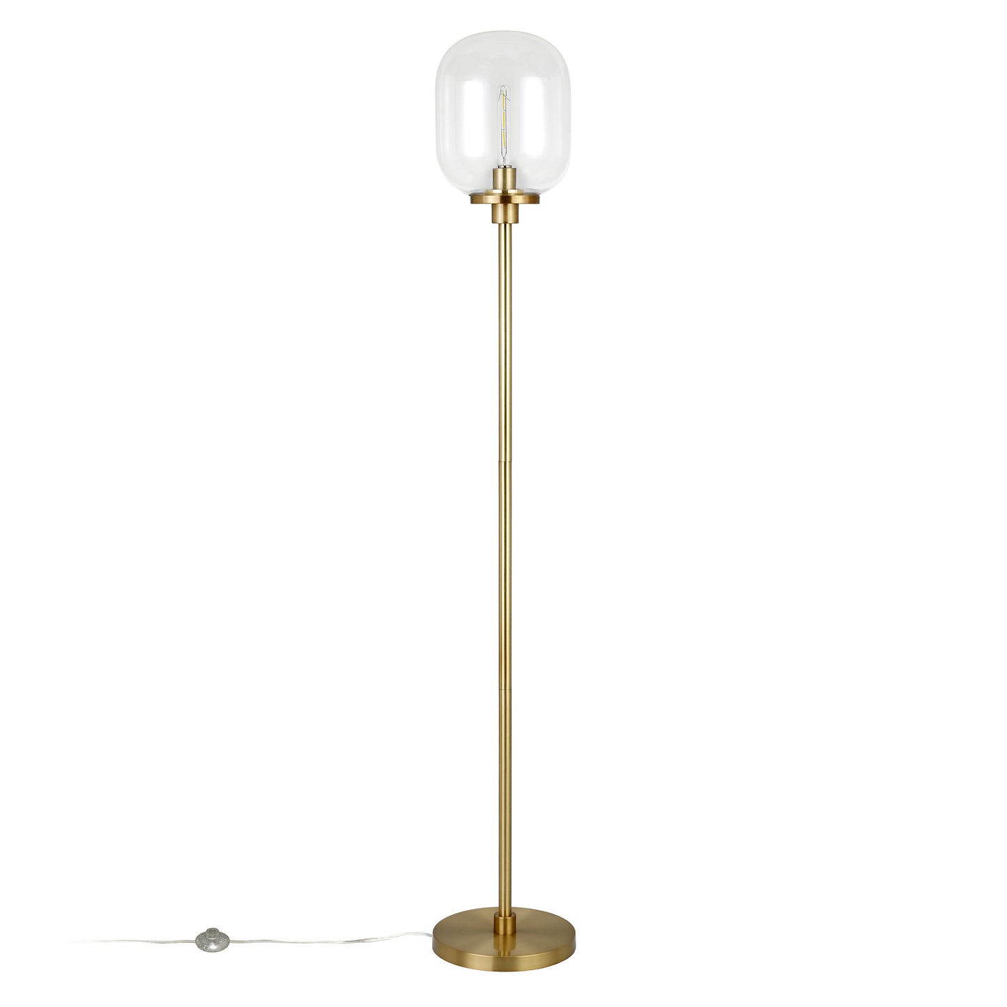 69" Brass Novelty Floor Lamp With Clear Seeded Glass Globe Shade